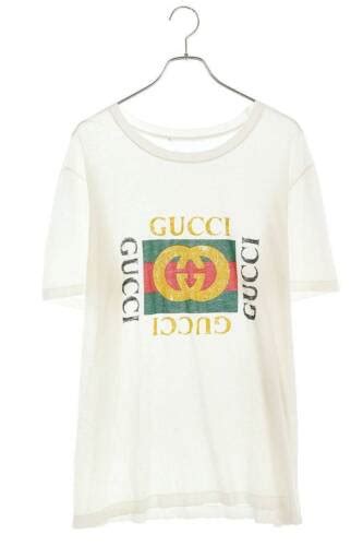 Gucci 440103 X3F06 Size L Vintage Logo Print T shirt Used OM10